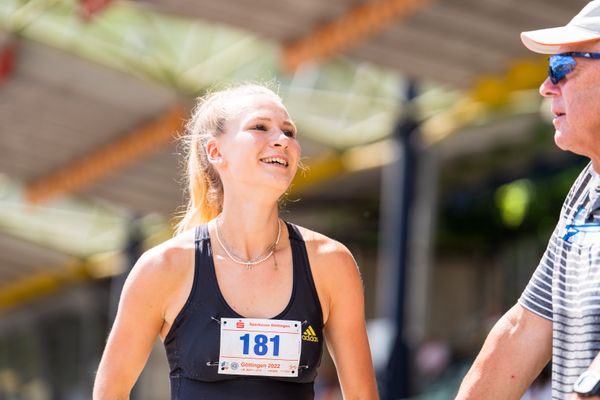 Merle Homeier (LG Goettingen) im Weitsprung am 03.07.2022 waehrend den NLV+BLV Leichtathletik-Landesmeisterschaften im Jahnstadion in Goettingen (Tag 1)